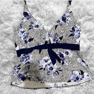 Floral Women's Camisole with Navy Details